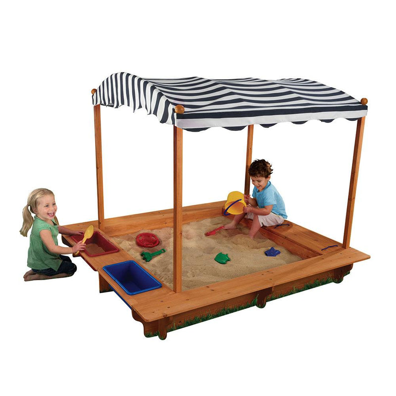 KidKraft Outdoor Sandbox with Canopy - Navy & White