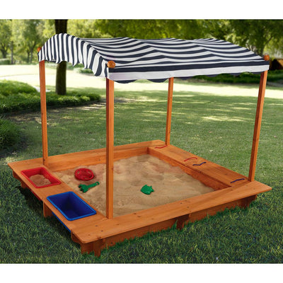 KidKraft Outdoor Sandbox with Canopy - Navy & White