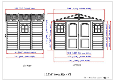 Duramax Woodside Plus - 10ft x 8ft Plastic Garden Shed in Grey