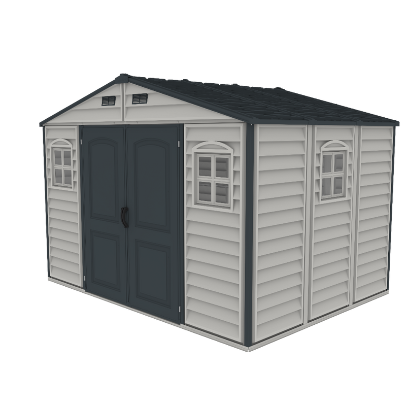 Duramax Woodside Plus - 10ft x 8ft Plastic Garden Shed in Grey