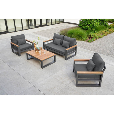 Life Soho Lounge Set - Lava Dark Grey Aluminium - All Weather Cushions