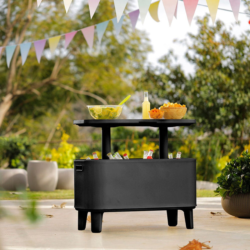 Keter Bevy Bar Cool Box Garden Table - Anthracite - 60L