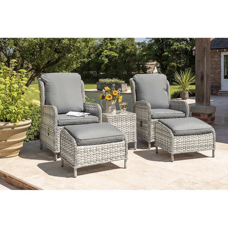 Norfolk Leisure Wroxham Rattan 2 Seat Relax Set - Light Grey