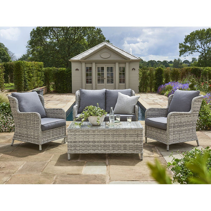 Norfolk Leisure Wroxham Rattan 4 Seat Lounge Set - Light Grey