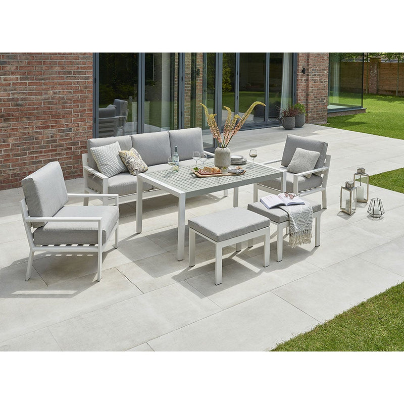 Norfolk Leisure Titchwell Aluminium 7 Seat Lounge Set with Standard Table - White