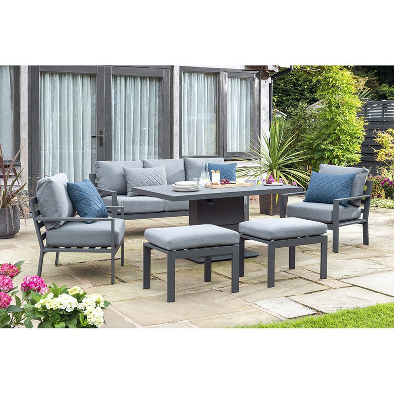 Norfolk Leisure Titchwell Aluminium 7 Seat Lounge Set with Gas Adjustable Table - Dark Grey