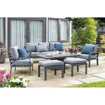 Norfolk Leisure Titchwell Aluminium 7 Seat Lounge Set with Gas Adjustable Table - Dark Grey