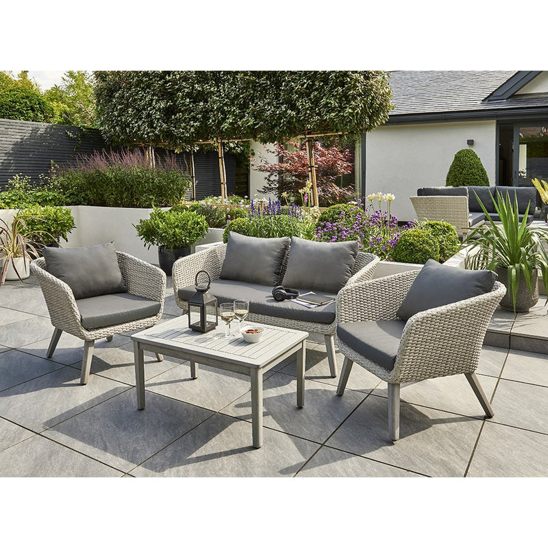 Norfolk Leisure Chedworth 4 Seat Rattan Lounge Set - Grey