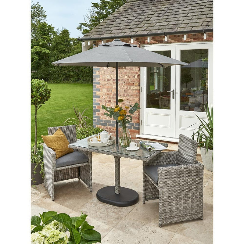 Norfolk Leisure Wensum 2 Seat Rattan Bistro Set With Parasol - Grey.