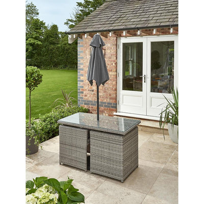 Norfolk Leisure Wensum 2 Seat Rattan Bistro Set With Parasol - Grey.