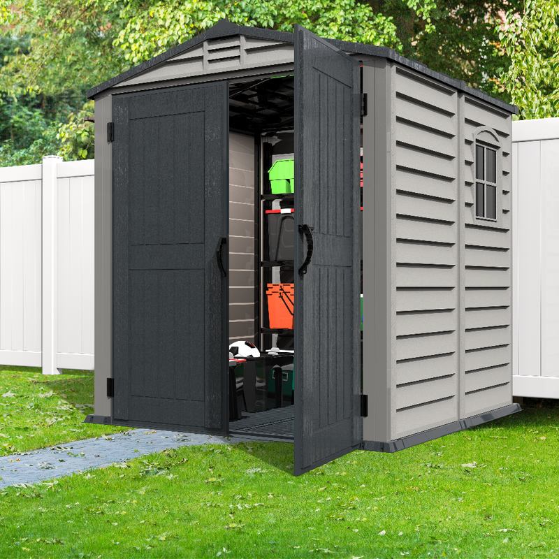 Duramax Store Mate Plus - 6ft x 6ft Plastic Garden Shed in Grey