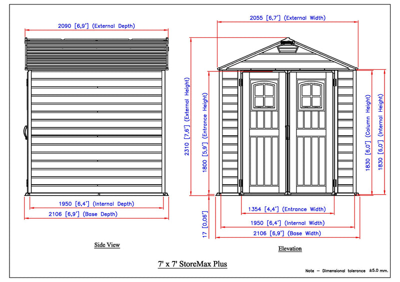 Duramax StoreMax Plus - 7ft x 7ft Plastic Garden Shed in Grey