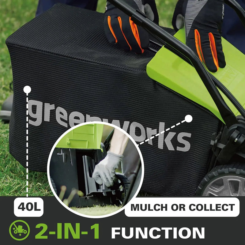 Greenworks 48V 36cm Cordless Lawnmower (2 x 2AH Battery & 2A Twin Charger)