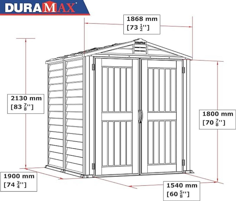 Duramax Store Mate Plus - 6ft x 6ft Plastic Garden Shed in Grey