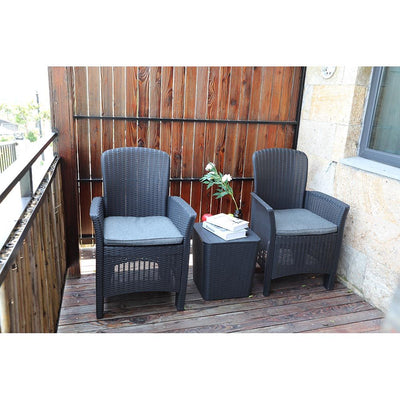 Royalcraft Faro 2 Seat Bistro Set - Black Rattan Effect