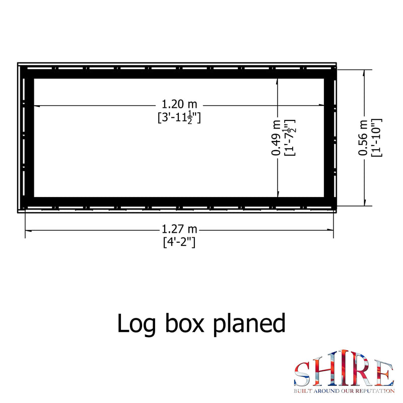 Shire Pressure Treated 4ft x 2ft Log Box - Planed Timber