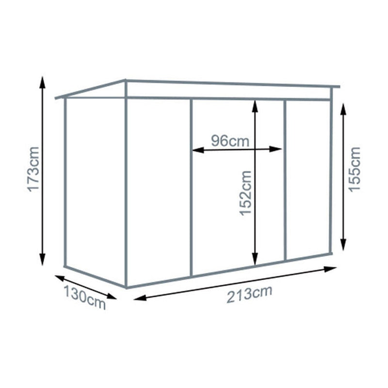 Royalcraft Ascot 1 Galvanised Steel Shed - 7ft by 4.2ft - Green