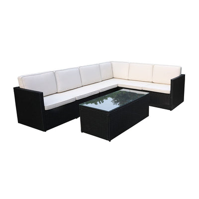 Royalcraft Berlin 6 Seat Rattan Corner Lounge Set - Black