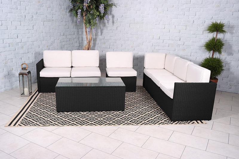 Royalcraft Berlin 6 Seat Rattan Corner Lounge Set - Black