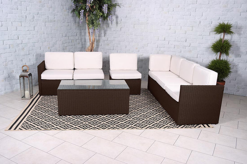 Royalcraft Berlin 6 Seat Rattan Corner Lounge Set - Brown