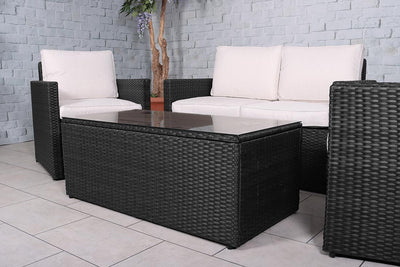 Royalcraft Berlin 4 Seat Rattan Sofa Lounge Set - Black