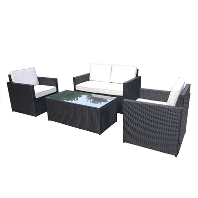 Royalcraft Berlin 4 Seat Rattan Sofa Lounge Set - Black