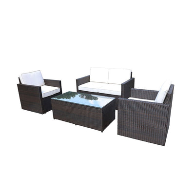 Royalcraft Berlin 4 Seat Rattan Sofa Lounge Set - Brown