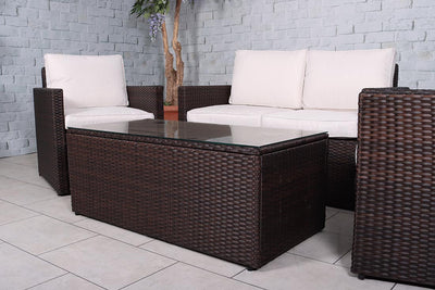 Royalcraft Berlin 4 Seat Rattan Sofa Lounge Set - Brown