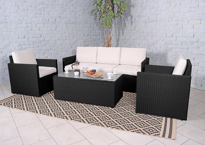 Royalcraft Berlin 5 Seat Rattan Sofa Lounge Set - Black