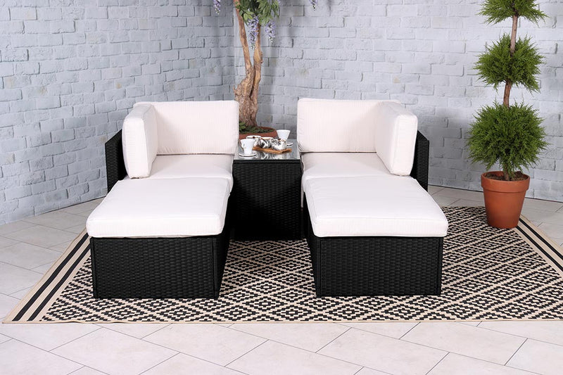 Royalcraft Berlin 4 Seat Rattan Sofa Relaxer Set - Black