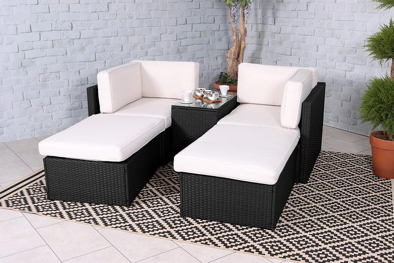 Royalcraft Berlin 4 Seat Rattan Sofa Relaxer Set - Black