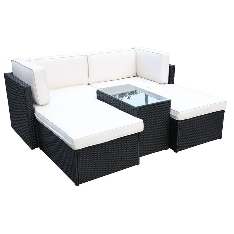 Royalcraft Berlin 4 Seat Rattan Sofa Relaxer Set - Black