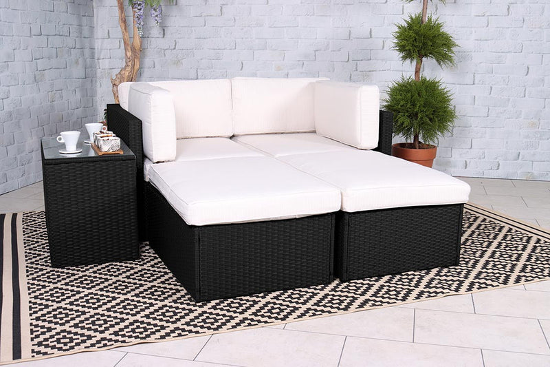 Royalcraft Berlin 4 Seat Rattan Sofa Relaxer Set - Black