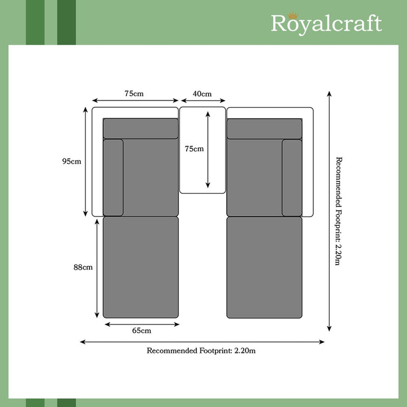 Royalcraft Berlin 4 Seat Rattan Sofa Relaxer Set - Brown