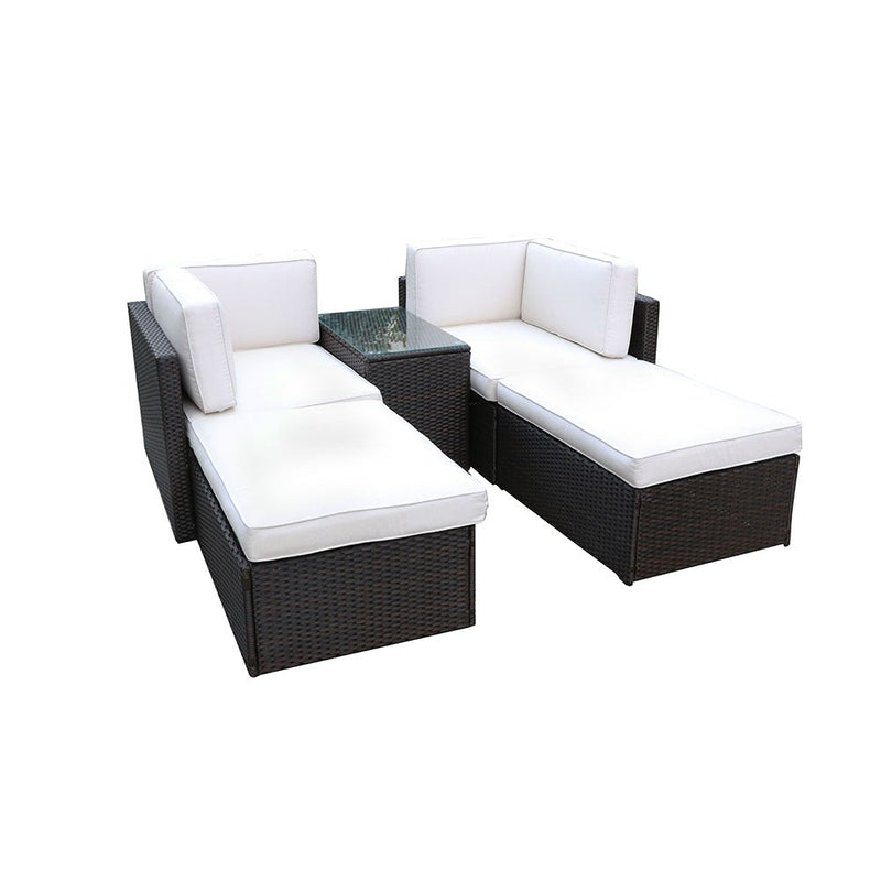 Royalcraft Berlin 4 Seat Rattan Sofa Relaxer Set - Brown