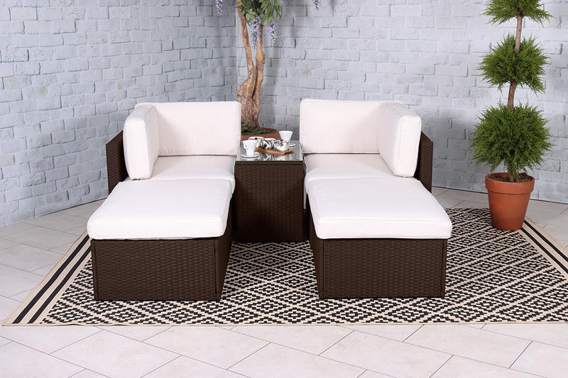 Royalcraft Berlin 4 Seat Rattan Sofa Relaxer Set - Brown