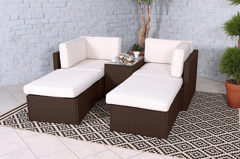 Royalcraft Berlin 4 Seat Rattan Sofa Relaxer Set - Brown