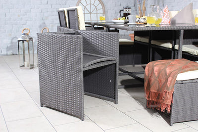 Rattan 10 Seat Cube Set - Grey - Cannes Range