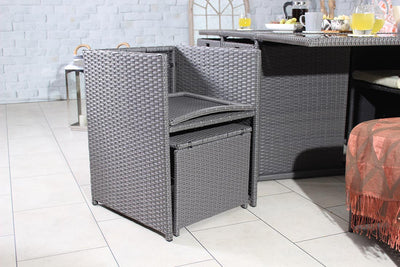 Rattan 10 Seat Cube Set - Grey - Cannes Range