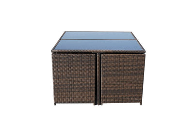 Rattan 8 Seat Cube Set - Brown - Cannes Range