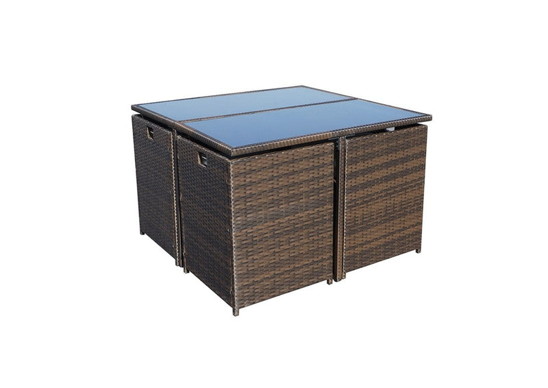 Rattan 8 Seat Cube Set - Brown - Cannes Range