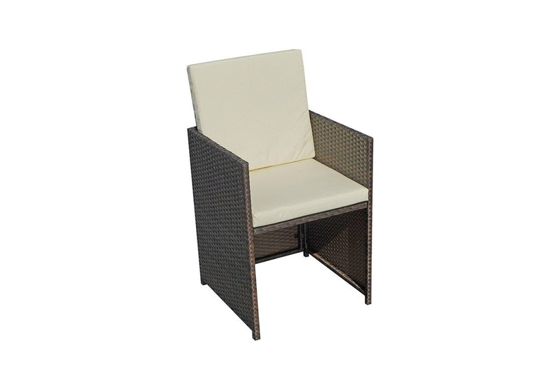 Rattan 8 Seat Cube Set - Brown - Cannes Range