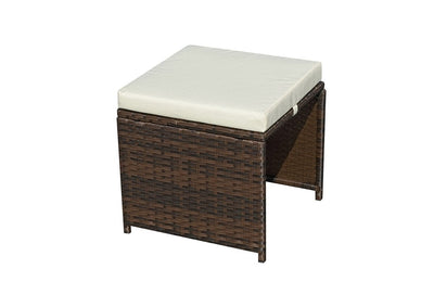 Rattan 8 Seat Cube Set - Brown - Cannes Range