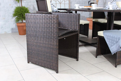 Rattan 8 Seat Cube Set - Brown - Cannes Range