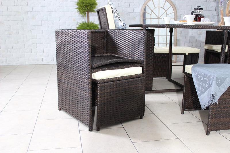 Rattan 8 Seat Cube Set - Brown - Cannes Range