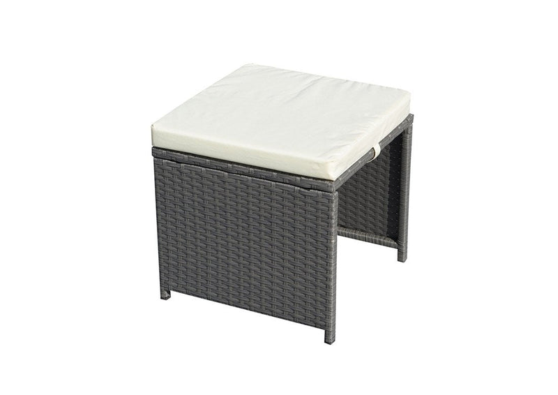 Rattan 10 Seat Cube Set - Grey - Cannes Range