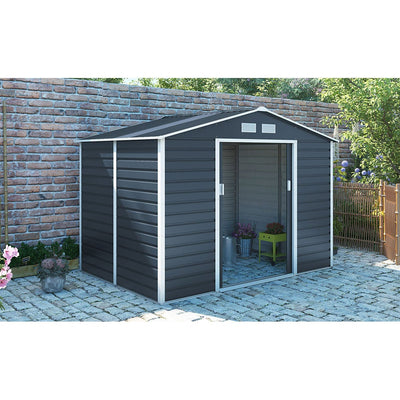 Royalcraft Cambridge 3 Galvanised Steel Shed - 9.1ft by 10.5ft - Grey