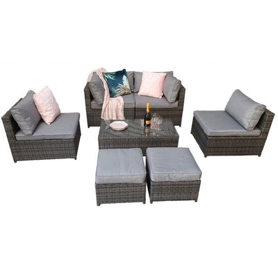 Rattan Modular Corner Sofa Set - Charcoal Grey - Wentworth Range