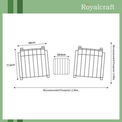 Royalcraft Faro 2 Seat Bistro Set - Wood Grain Effect