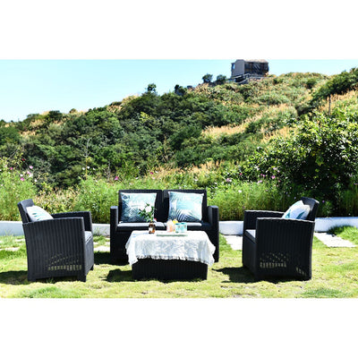 Royalcraft Faro 4 Seat Conversation Set - Black Rattan Effect